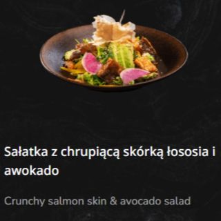Sałatka z chrupiącą skórką z łososia i awokado