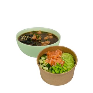 Zupa Miso z łososiem i Poke z łososiem