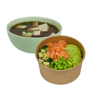 Zupa Miso z tofu I poke z łososiem