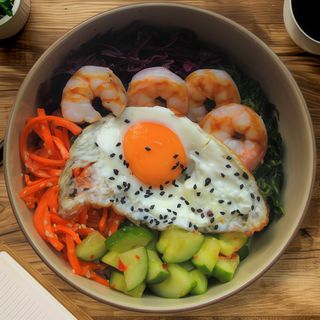 Bibimbap z krewetkami