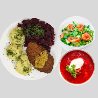 Zestaw 1000+ g: ZUPA + Kotlet Mielony + Dodatki