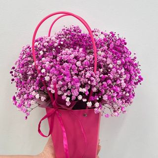 Torebka z gipsówki różowej