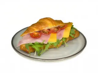 Duży croissant wytrawny ser szynka