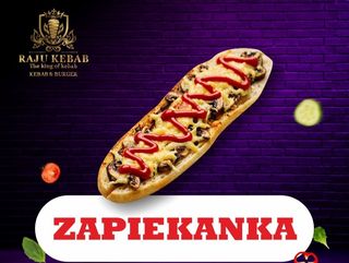 Zapiekanka na bagietce z pieczarkami kurczaka
