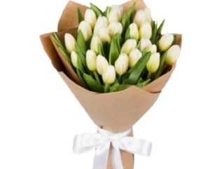 Bukiet białych eko tulipanów M