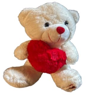 Biały Miś z serduszkiem na brzuszku