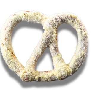 Precel z biała czekoladą i wiórkami kokosowymi