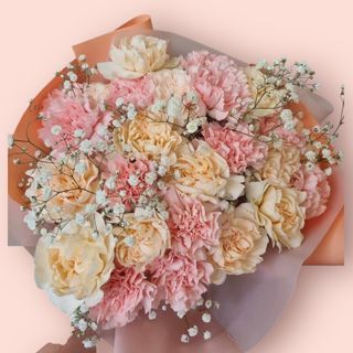 Goździki dwu kolorowe , gips. 