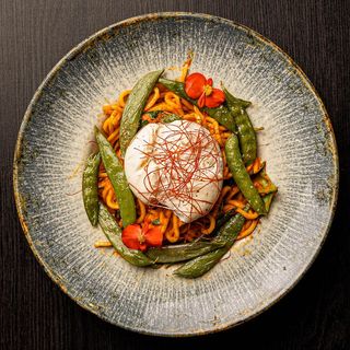 Spaghetti nduja con buratta 