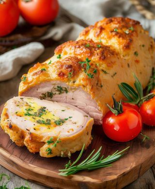 Schab zapiekany z oscypkiem i pomidorem