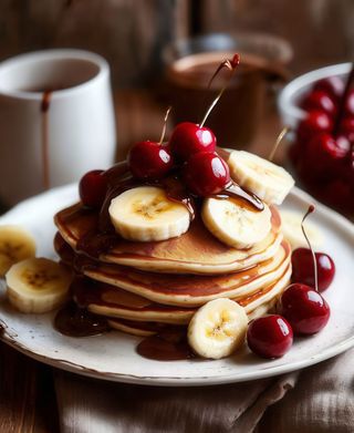 Naleśniki z bananami, nutellą i wiśniami