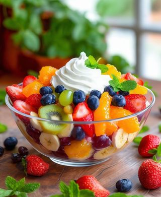 Sałatka owocowa z bitą śmietaną