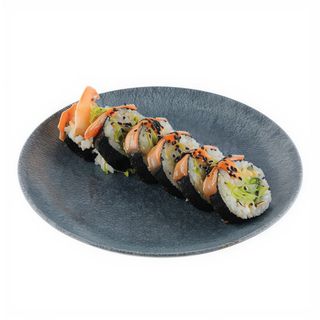 Zapiekany łosoś teriyaki z krewetkami w tempurze