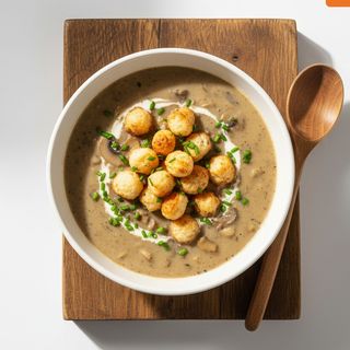 Krem Grzybowy z Groszkiem Ptysiowym