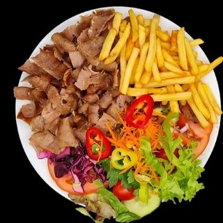 Duży Kebab na Talerzu z frytkami