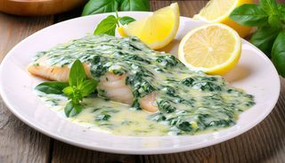 Dorsz pokryty pierzynką ze szpianku