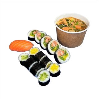 Zestaw lunchowy 1 - 14 szt, zupa miso z łososiem