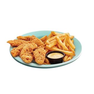 Stripsy z frytkami plus warzywa i surowka