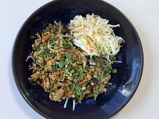 Makaron sojowy z krewetkami