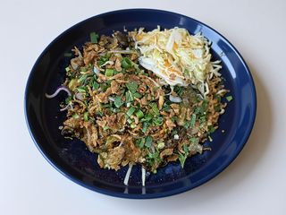 Makaron sojowy z krewetkami