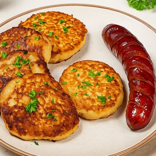  Placki ziemniaczane z kiełbaską smażoną