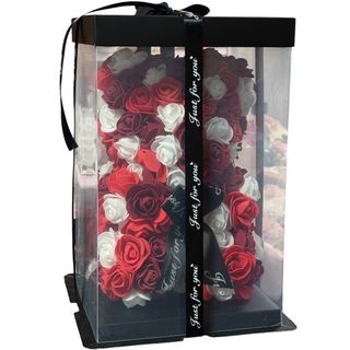 Kwiatowy miś bordowo-biały