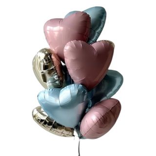 Zestaw HEART niebieskie, złote, różowe 9szt