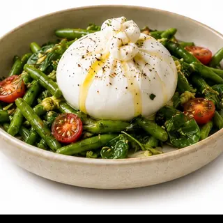 Fasolka szparagowa w pesto z burratą