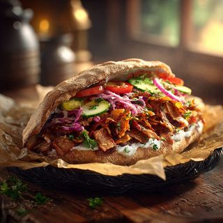 Kebab w bułce z frytkami