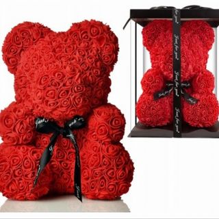 Miś różyczkowy Walentynkowy czerwony