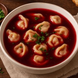 BARSZCZ Z USZKAMI Z MIĘSEM