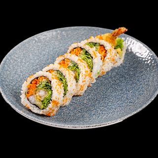 Uramaki krewetki w tempurze z chrupkami z tempury
