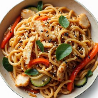 Udon z kurczakiem i warzywami