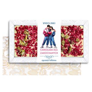 Czekolada Biała z Malinami i Pistacjami - Walentynki (80g)
