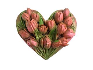 Serce z bukietem tulipanów z mlecznej czekolady (40g)