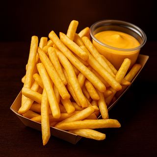 Frytki belgijskie,sos serowy 200g