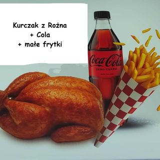 Kurczak z Rożna zestaw dowolny napój , małe frytki