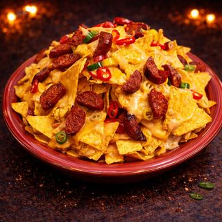 Nachos z chorizo
