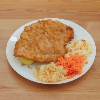 Schabowy z dodatkami do wyboru, z zupą