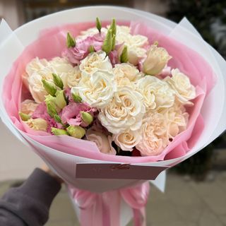 Mix róża biała gałązkowa piwoniowa oraz eustoma