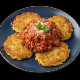 Placki ziemniaczane z sosem bolognese