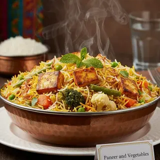 Ryż z domowym serem i warzywami (Paneer and vegetable biryani) 450g