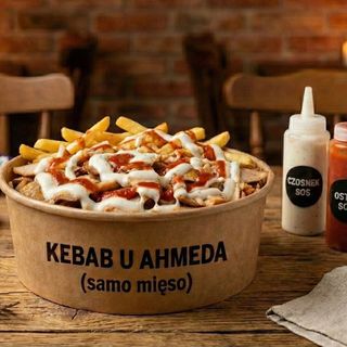 Box samo mięso, frytki, sos