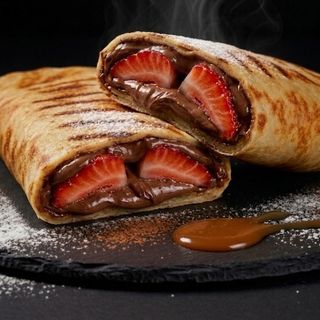 Naleśnik z truskawkami i kremem orzechowo-kakaowym