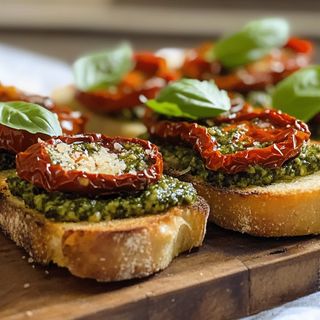 Bruschetta con Pesto e Mozzarela
