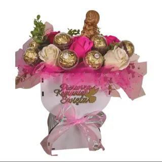 Kielich Komunijny Premium Ferrero Rosa z Aniołkiem – prezent komunijny