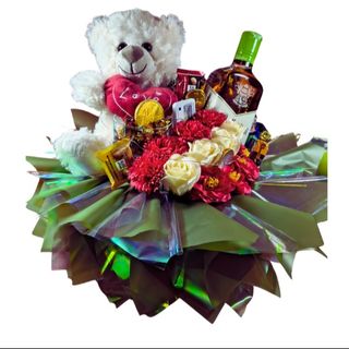 Ekskluzywny Flower Box „Romantyczna Słodycz” z Misiem i Alkoholem