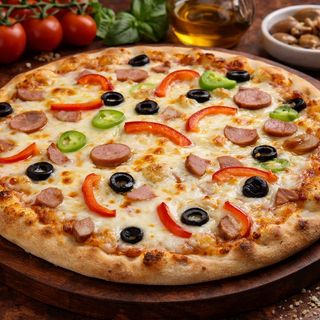 Pizza syryjska z kiełbasą duża