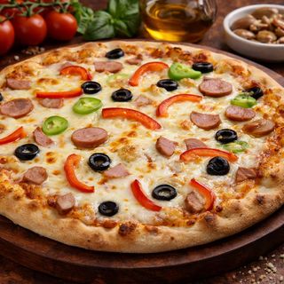 Pizza syryjska z kiełbasą średnia