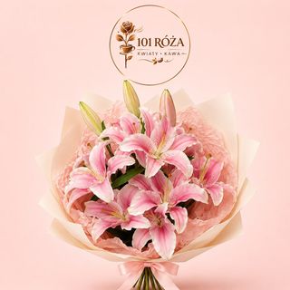 Elegancki bukiet świeżych różowych lilii